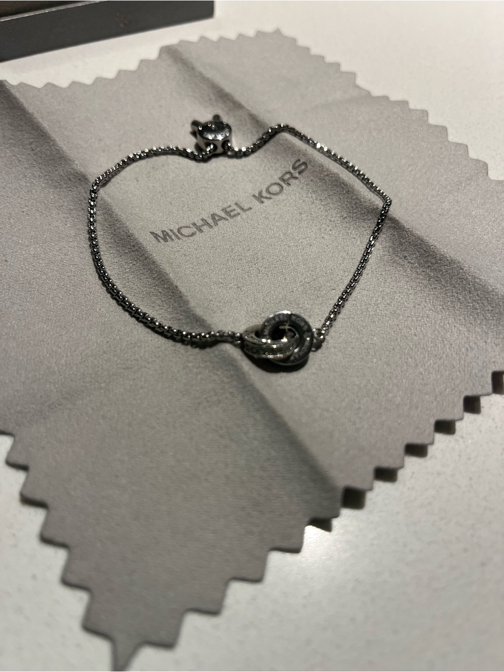 Michael Kors Silver-Tone Charm Bracelet with Logo Disk